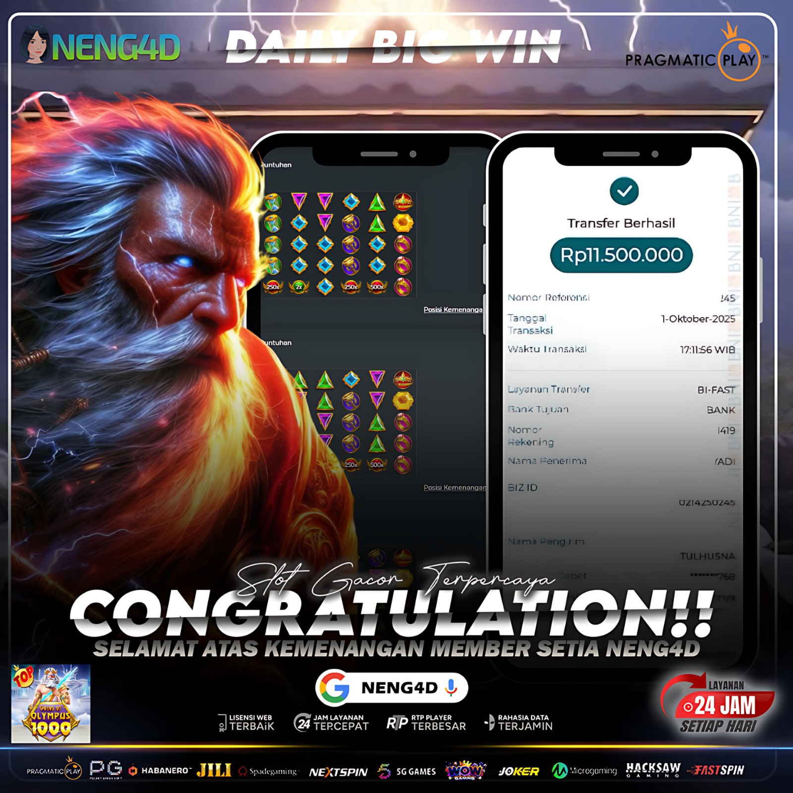 Petir Zeus Hantam Jackpot di Gates of Olympus 1000!