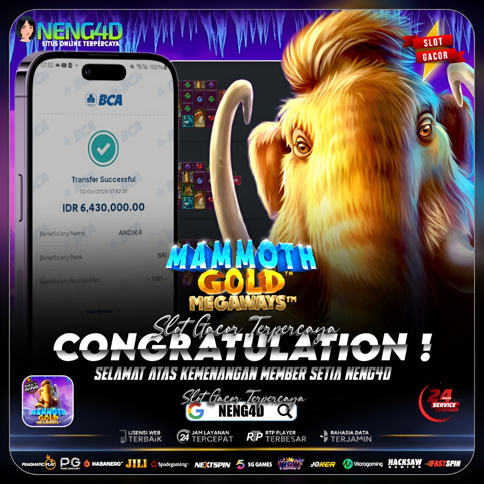 KEMENANGAN BESAR MEMBER SETIA NENG4D