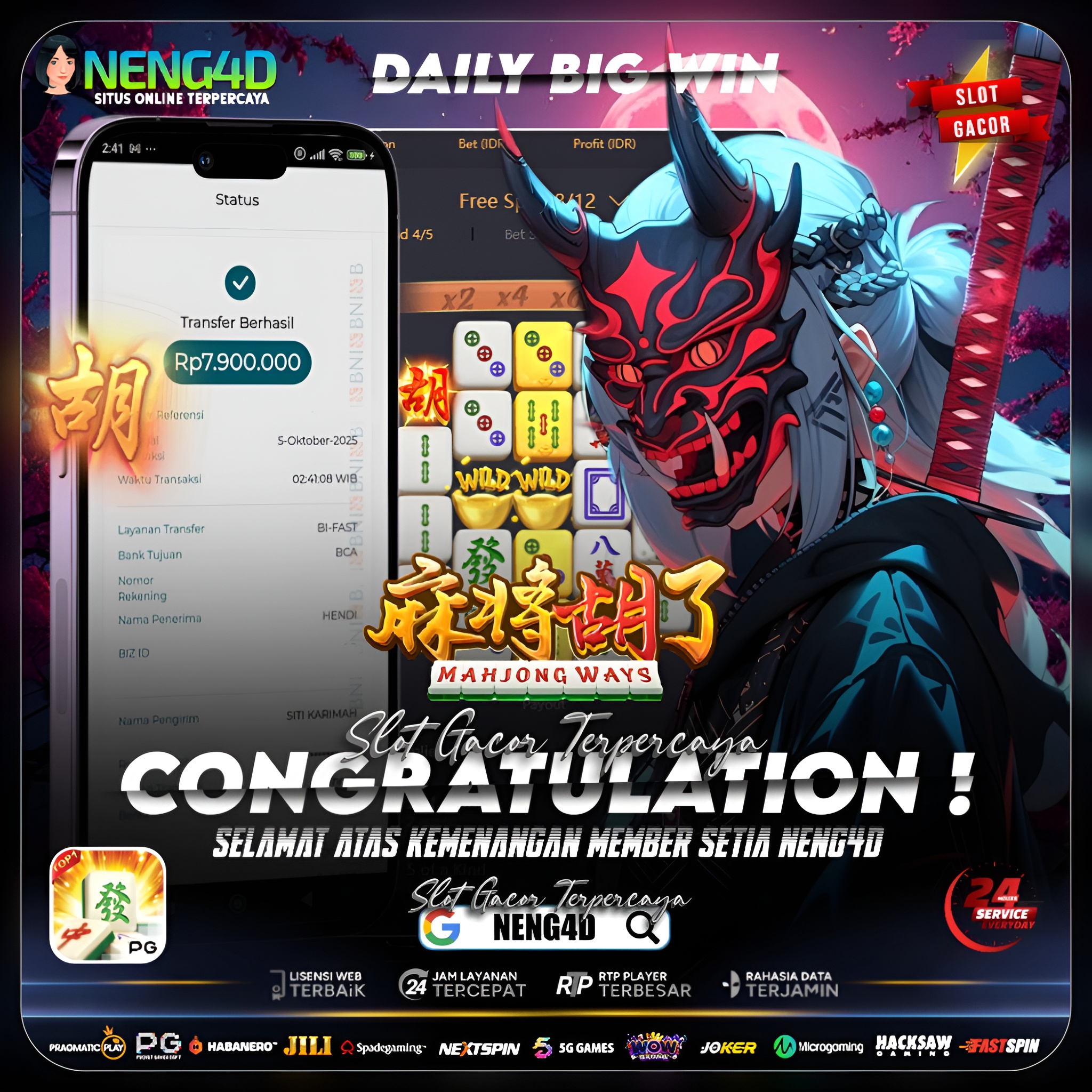 KEMENANGAN SPEKTAKULER MEMBER SETIA NENG4D DI MAHJONG WAYS