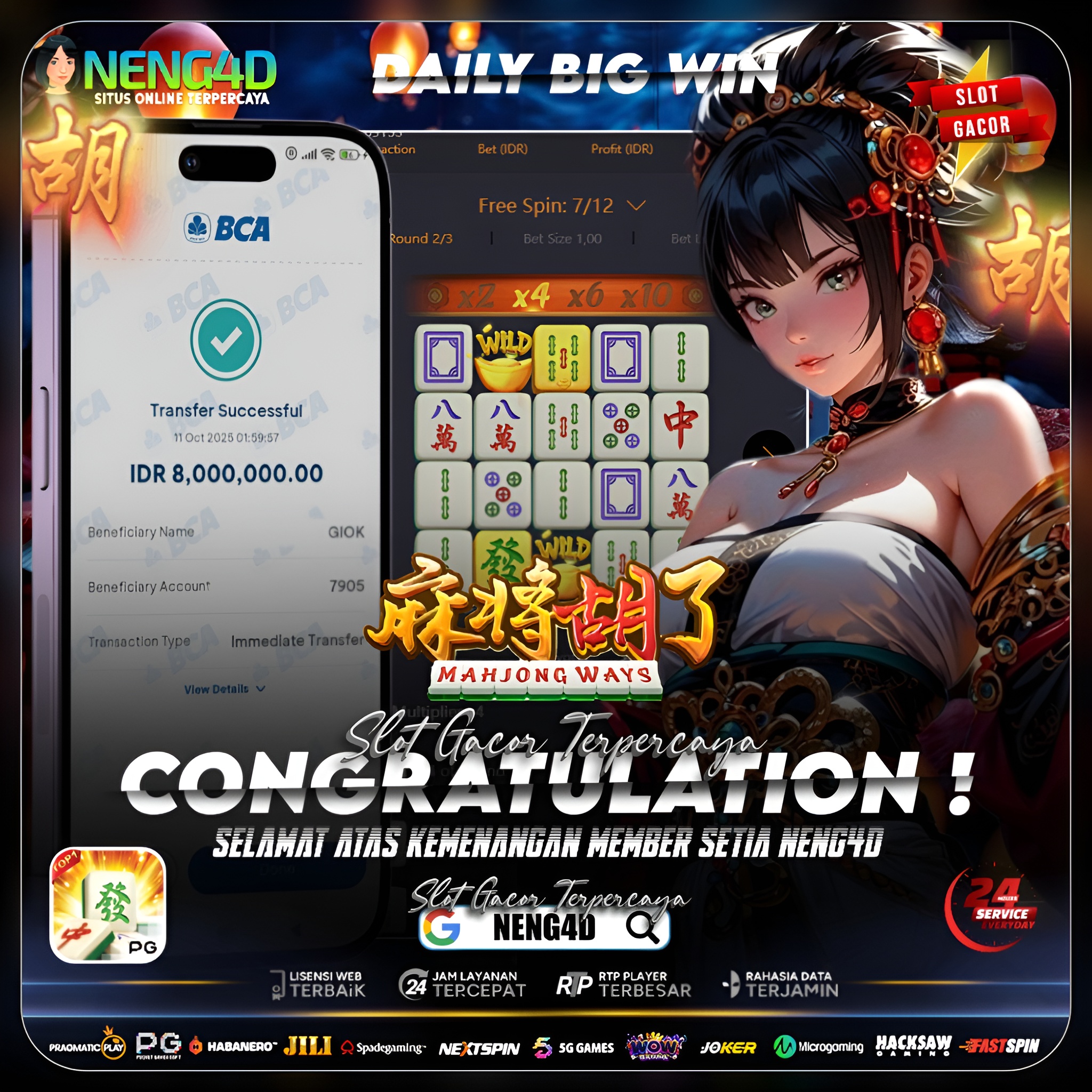 KEMENANGAN GEMILANG! MEMBER NENG4D RAIH 8 JUTA DI MAHJONG WAYS!