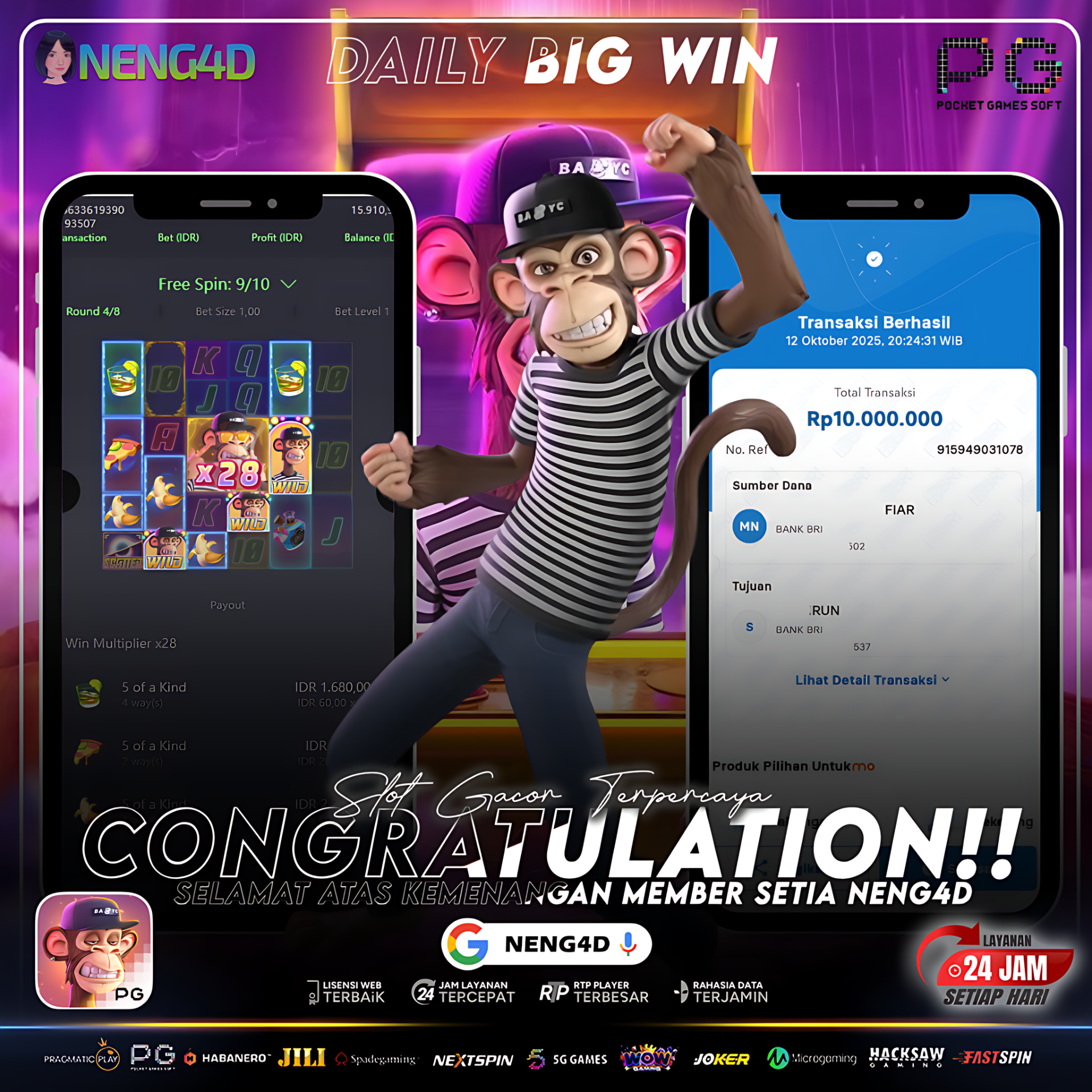 KEMENANGAN GEMILANG! MEMBER NENG4D RAIH 10 JUTA DI WILD APE!