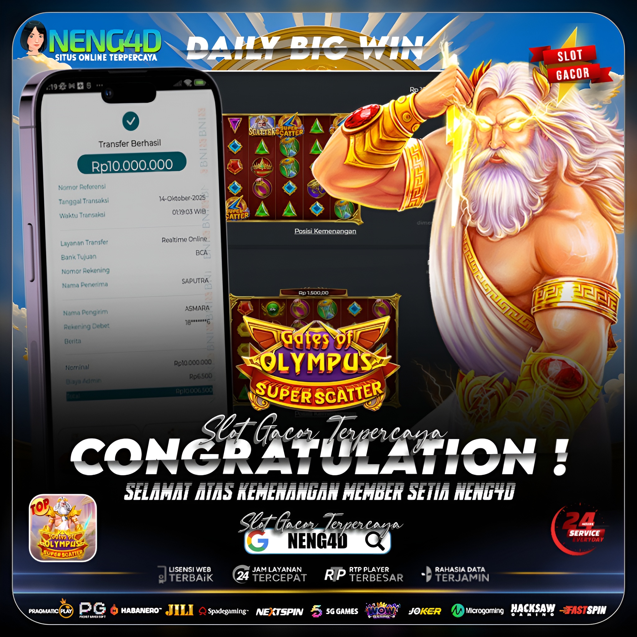 ZEUS TURUN TANGAN! MEMBER NENG4D HANTAM JACKPOT 10 JUTA DI GATES OF OLYMPUS SUPER SCATTER!
