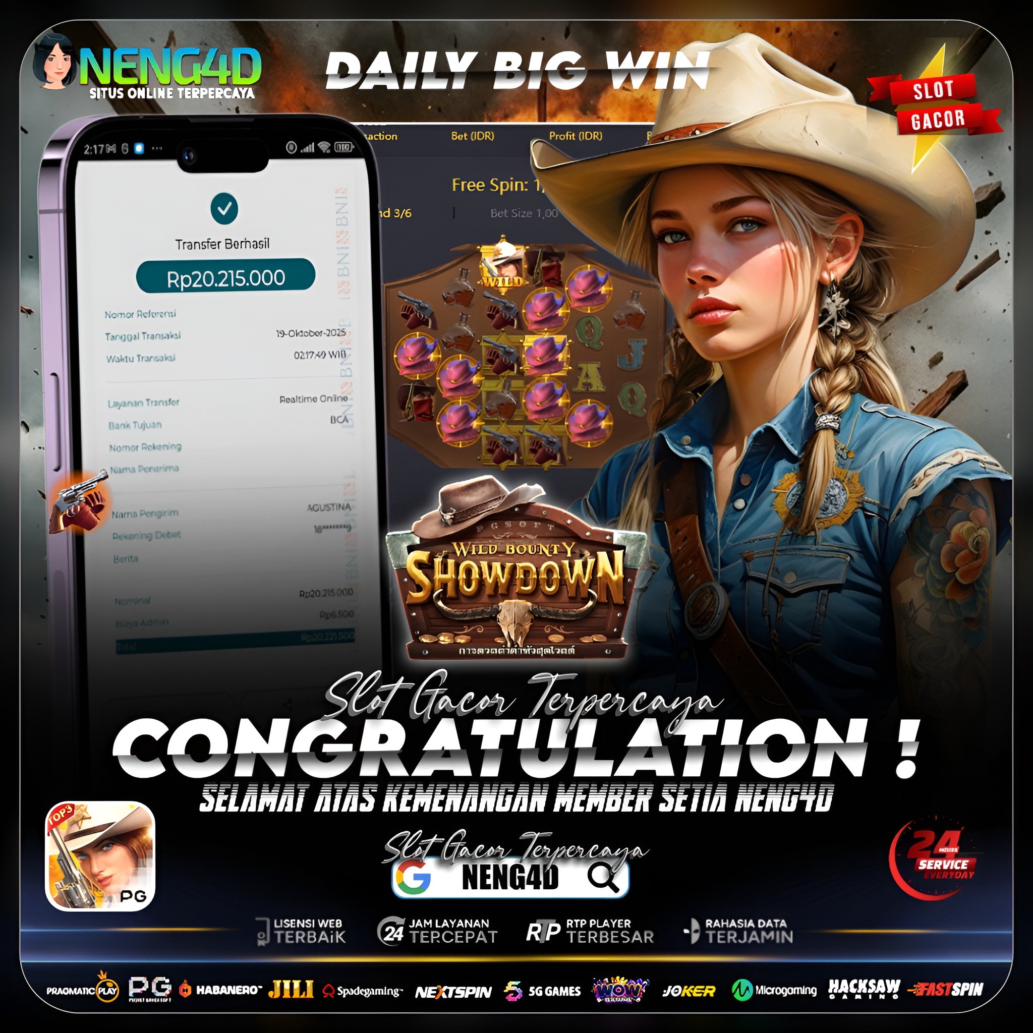 Kemenangan 20,2 Juta Member Setia NENG4D di Permainan Wild Bounty Showdown