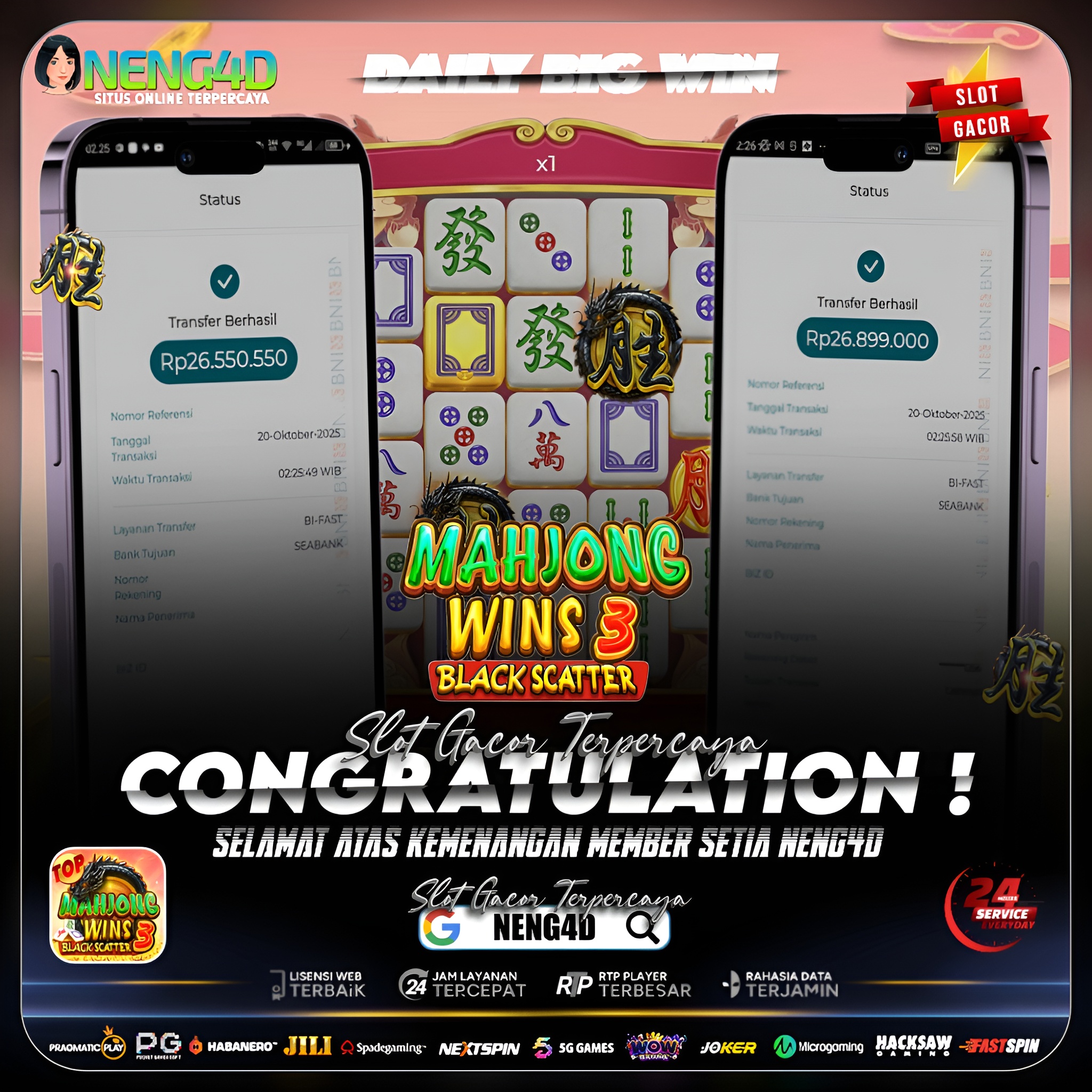 Kemenangan Fantastis 53 Juta Member Setia NENG4D di Permainan Mahjong Wins 3 – Black Scatter