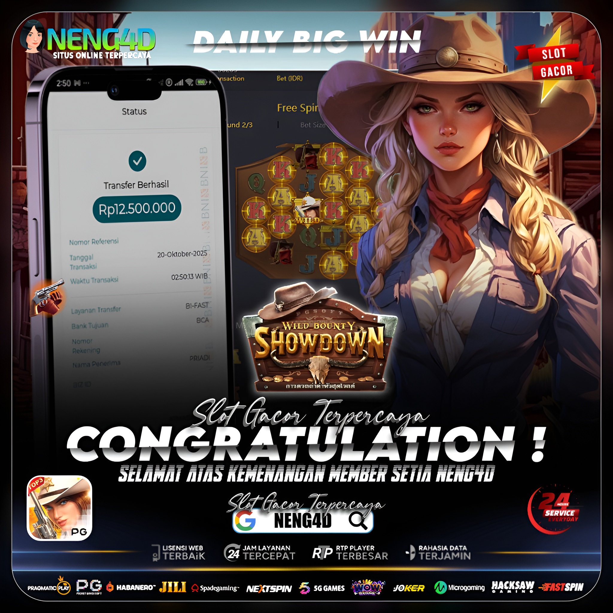 Kemenangan 12 Juta Member Setia NENG4D di Permainan Wild Bounty Showdown PG Soft