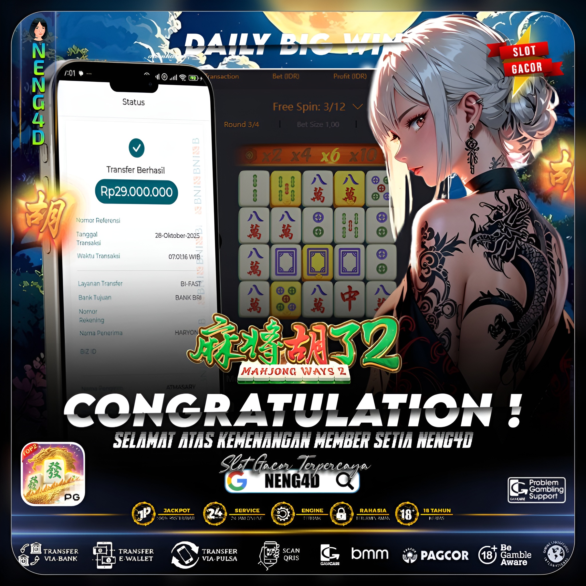 MEMBER SETIA NENG4D RAIH KEMENANGAN BESAR 29 JUTA DI MAHJONG WAYS 2 PG SOFT