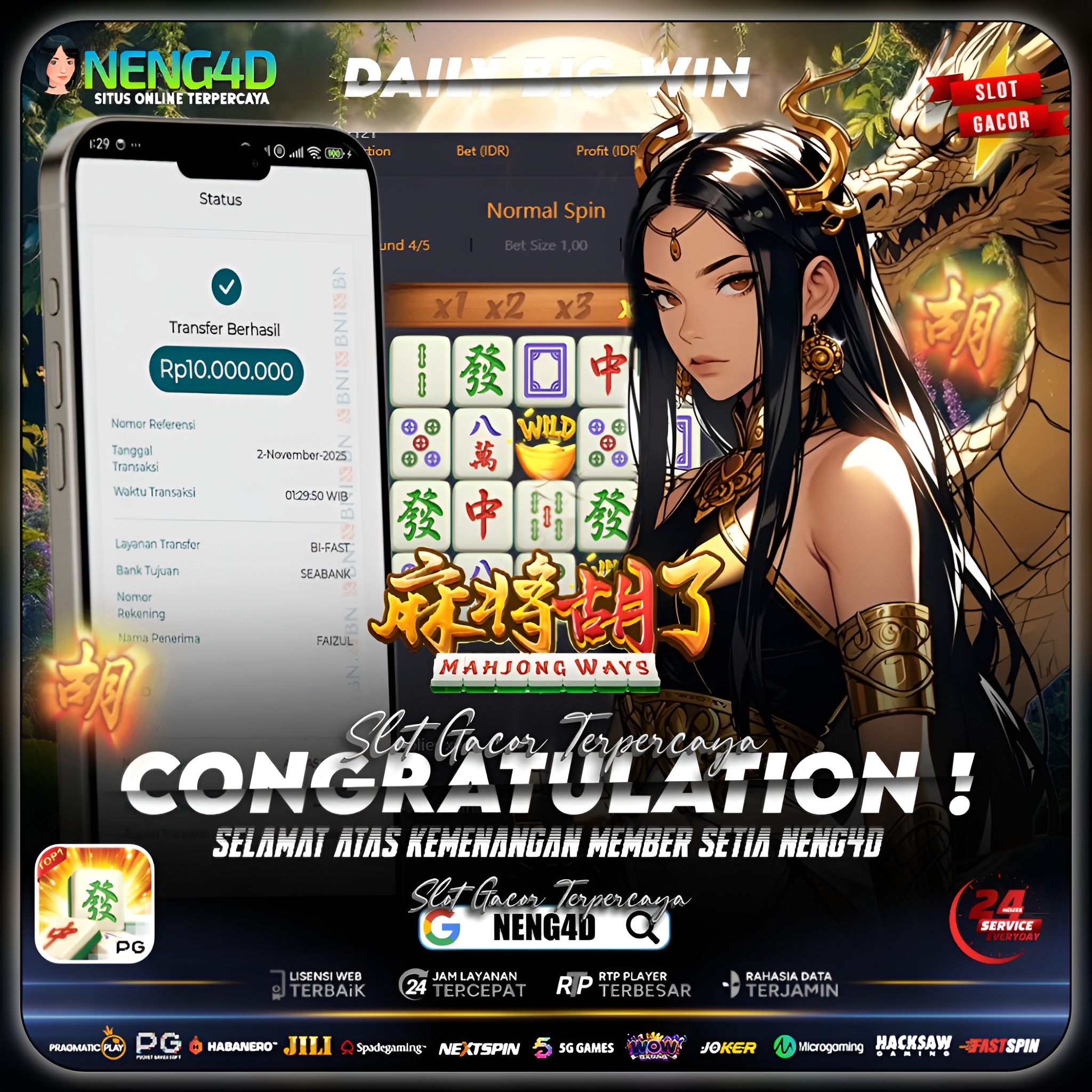 MEMBER SETIA NENG4D MENANG 10 JUTA DI MAHJONG WAYS PG SOFT
