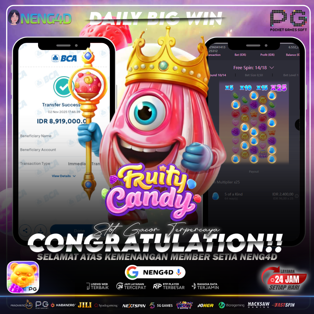 MANISNYA JACKPOT! MEMBER NENG4D RAIH 8,9 JUTA DI FRUIT CANDY !