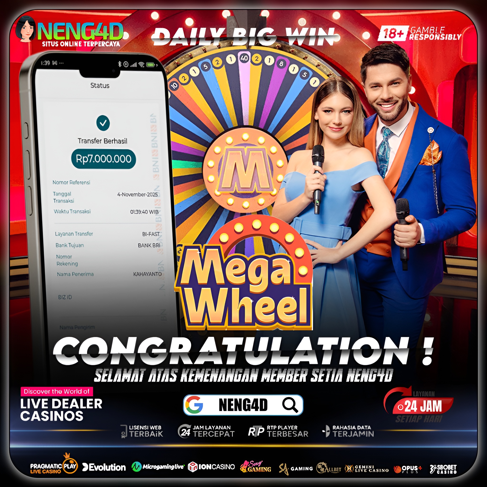 MEMBER SETIA NENG4D MENANG DI MEGA WHEEL PRAGMATIC PLAY