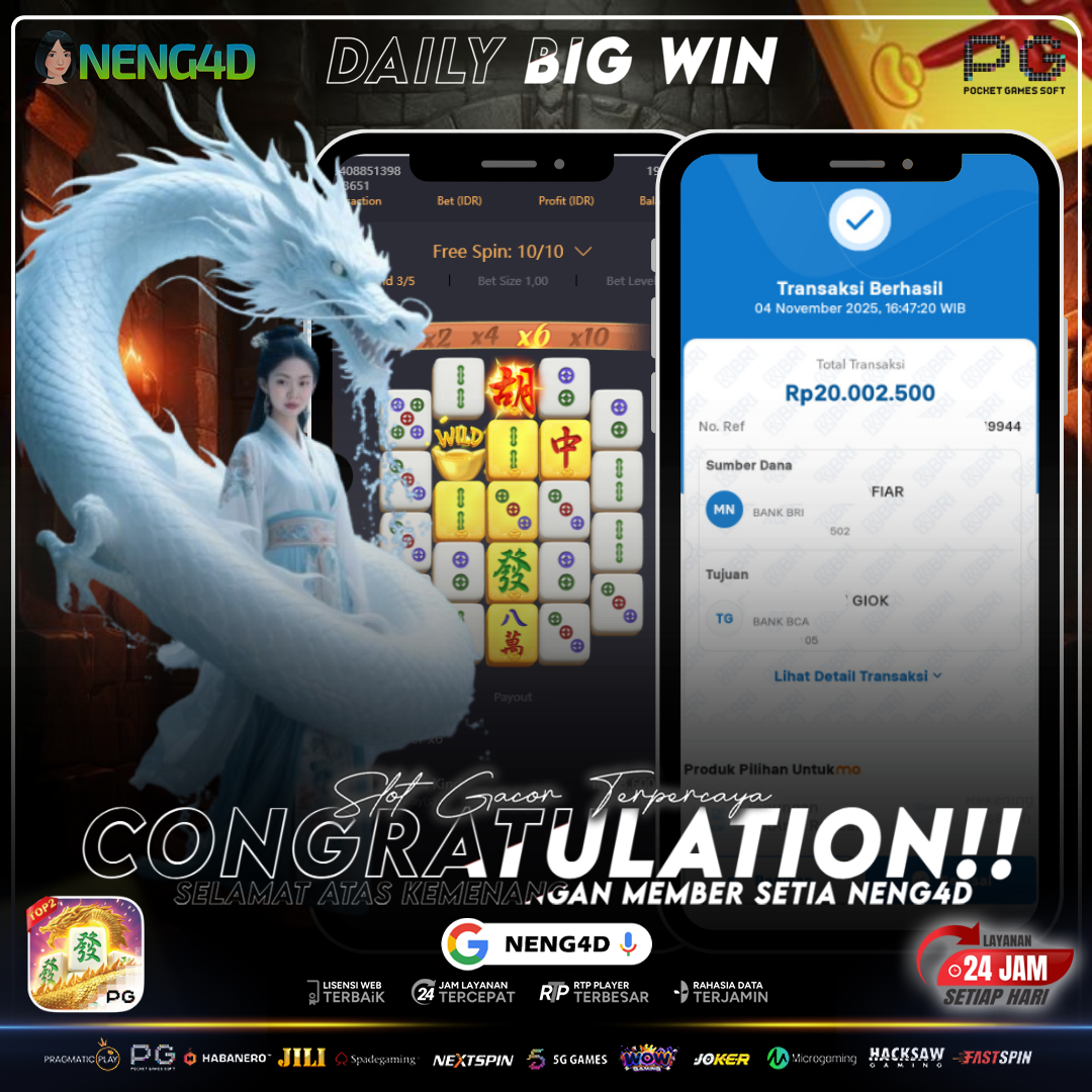 MEMBER SETIA NENG4D MENANG 20 JUTA DI MAHJONG WAYS 2 PG SOFT