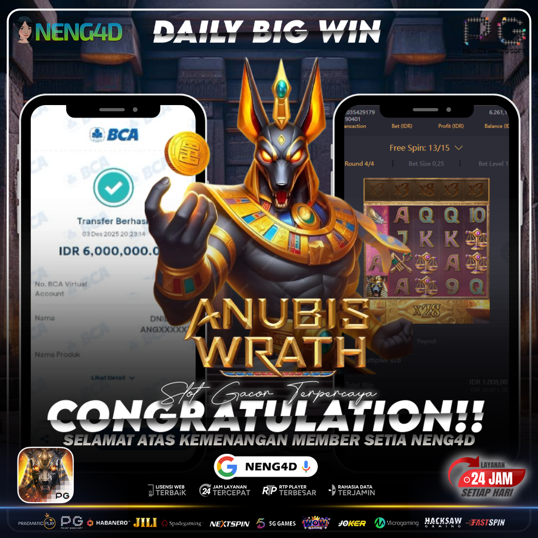 MEMBER NENG4D MENANG 6 JUTA DI ANUBIS WRAITH