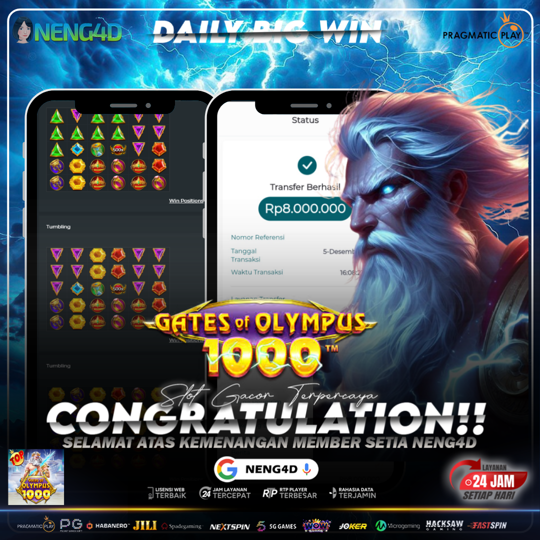 MEMBER SETIA NENG4D RAIH KEMENANGAN 8 JUTA DI GATES OF OLYMPUS 1000 PRAGMATIC PLAY