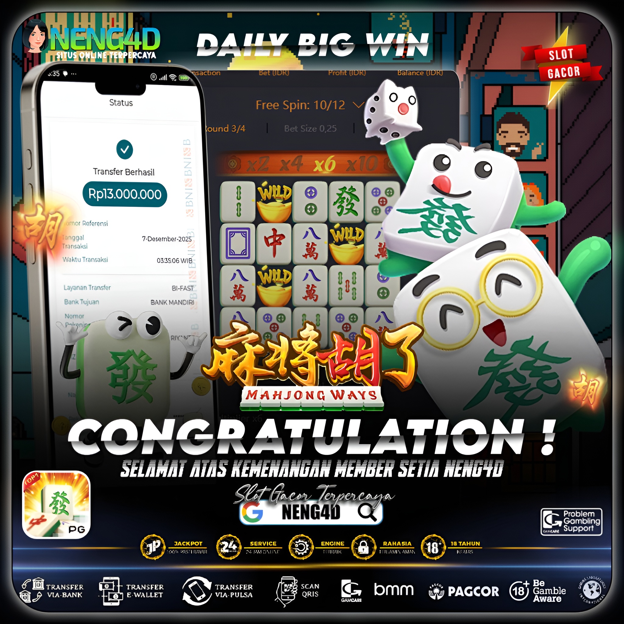 Kemenangan 13 Juta di Mahjong Ways PG Soft