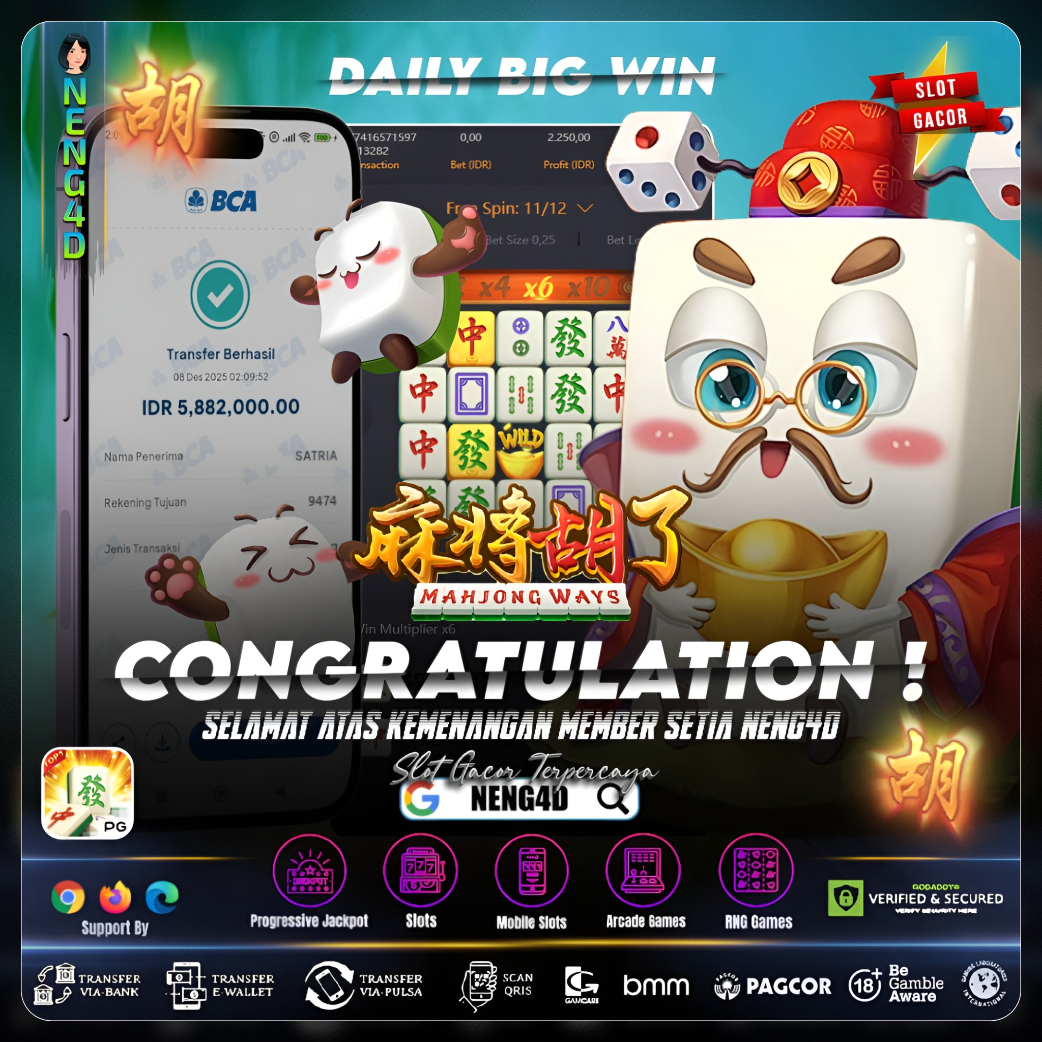 KEMENANGAN DI MAHJONG WAYS  PG SOFT BARENG NENG4D