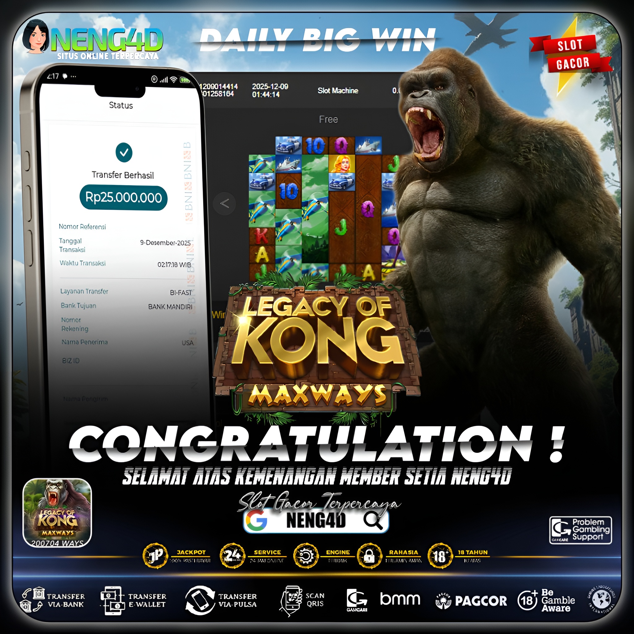 PEMECAH RANTAI HUTAN MENANG BESAR DI LEGACY OF KONG MAXWAYS