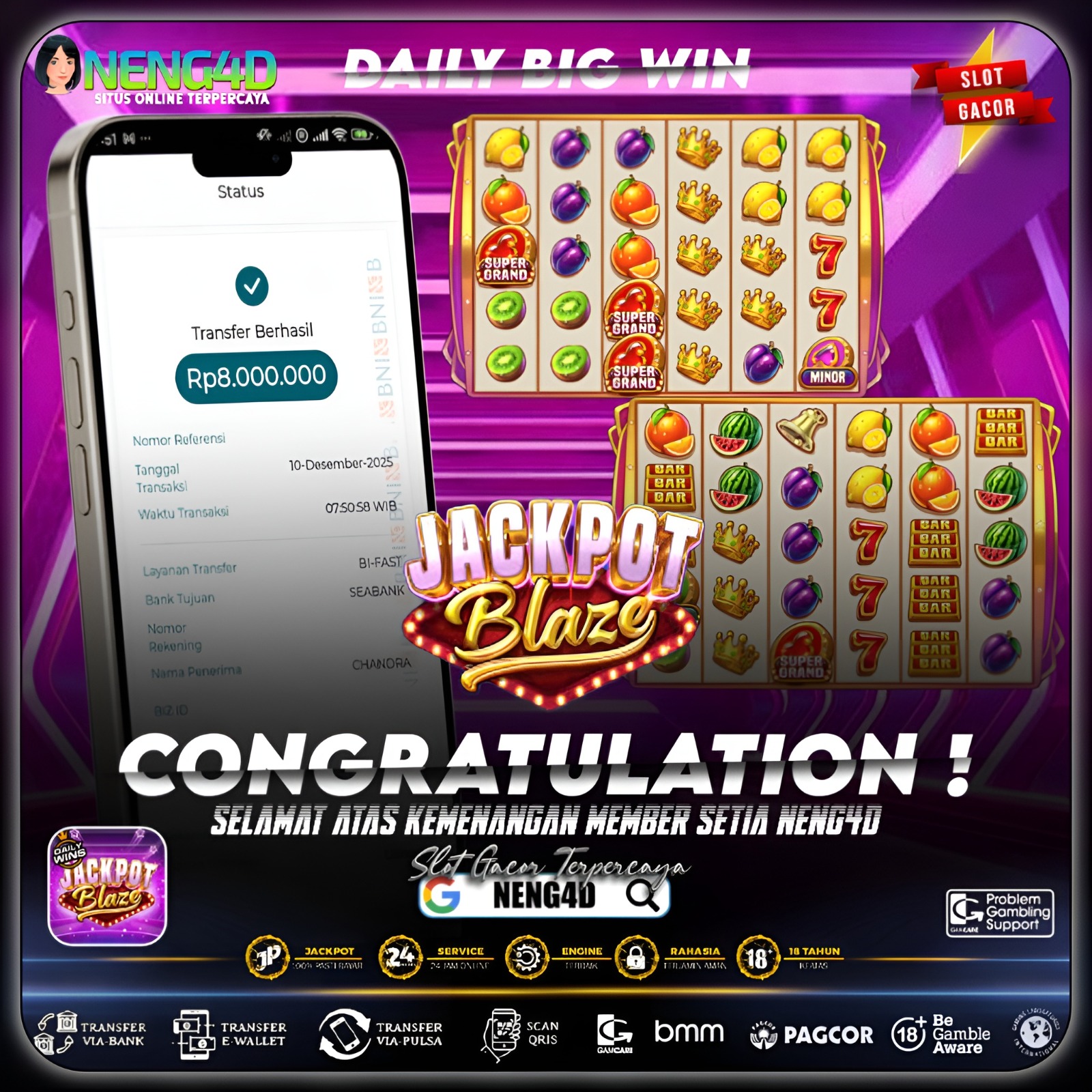 Kemenangan 8 Juta di Jackpot Blaze