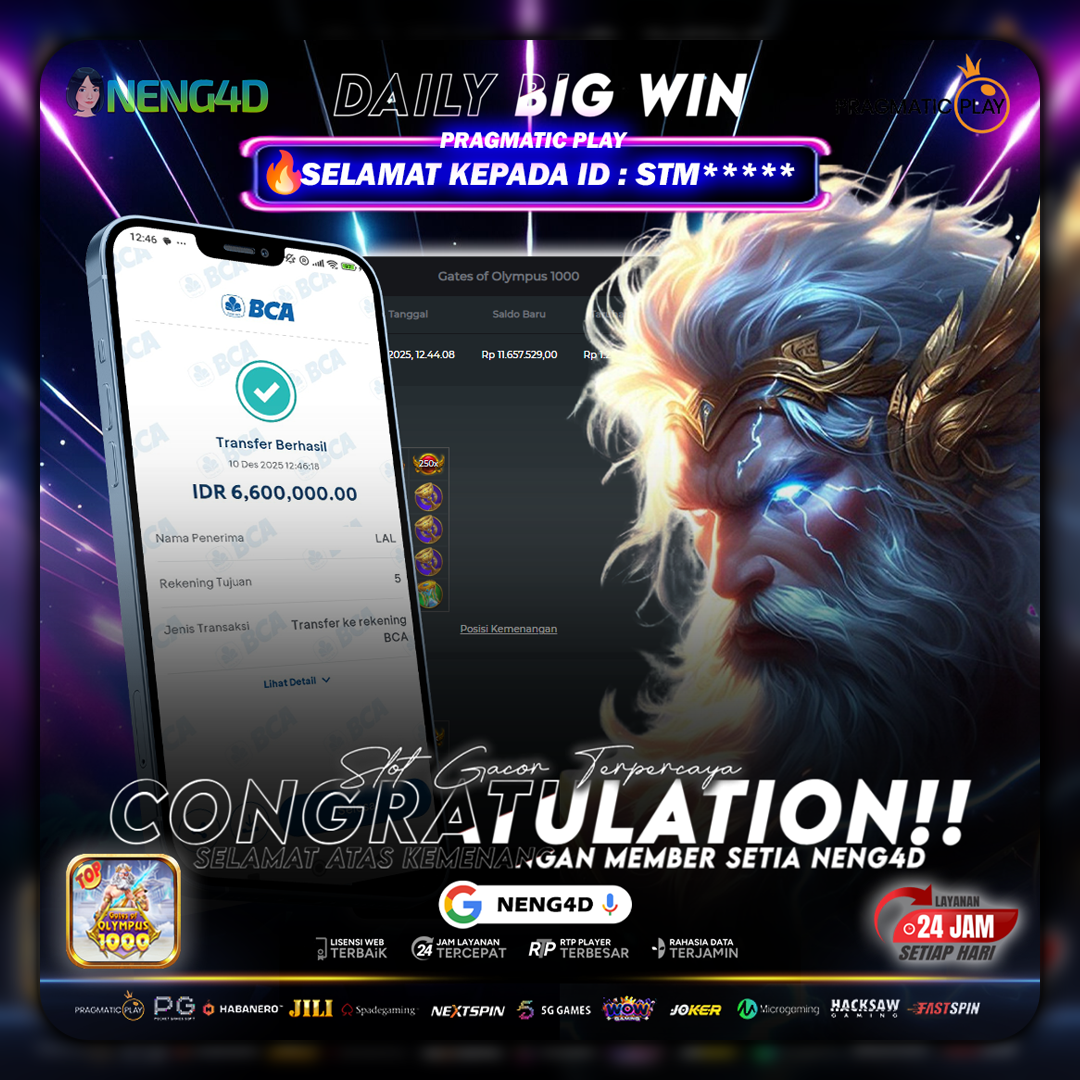 PRAGMATIC PLAY - JACKPOT SLOT GATES OF OLYMPUS X1000 Rp.6.600.000,- LUNAS