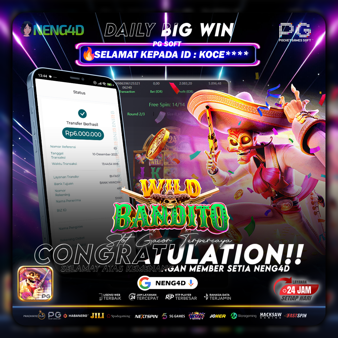 PG SOFT - JACKPOT SLOT WILD BANDITO Rp.6.000.000,- LUNAS
