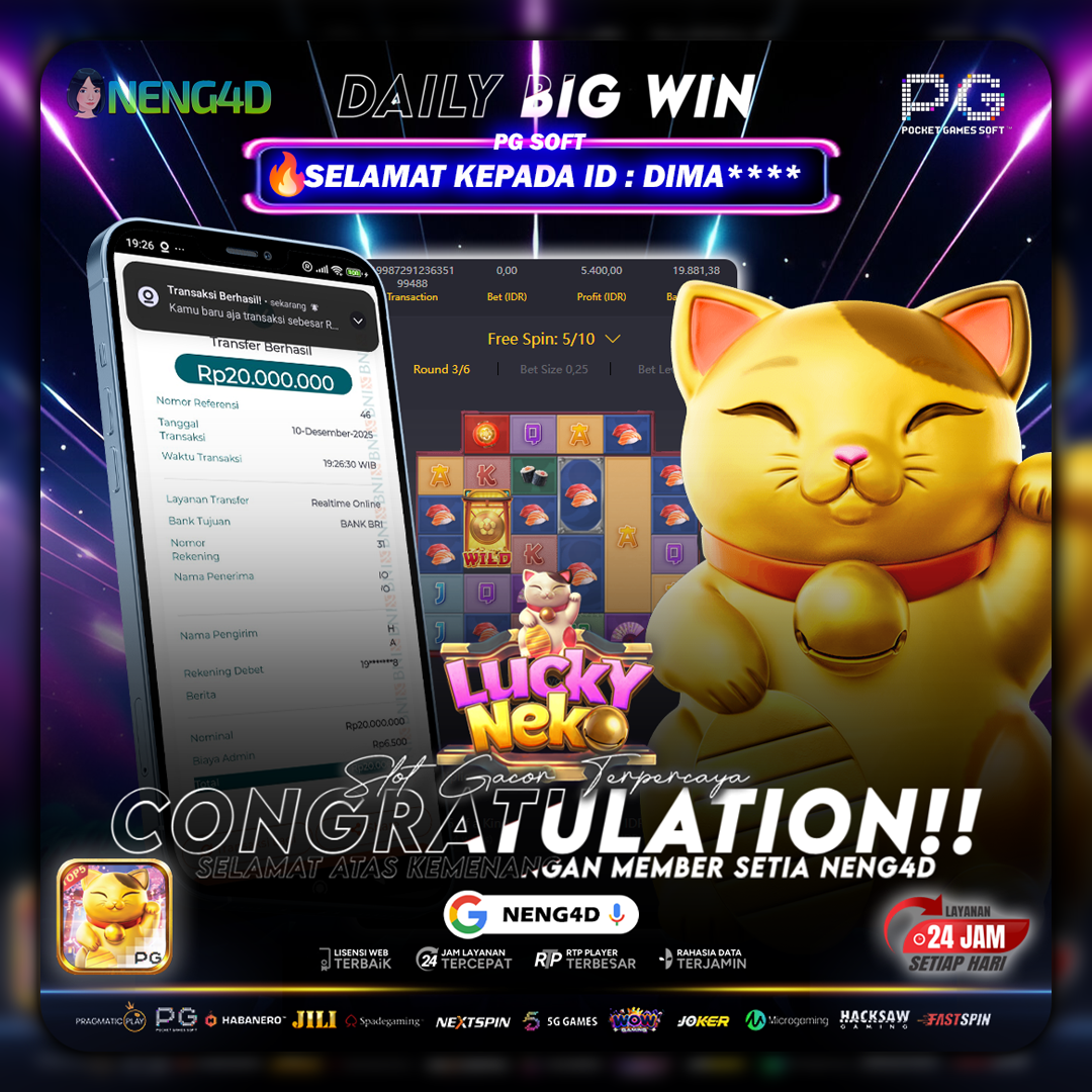 PG SOFT - JACKPOT SLOT LUCKY NEKO Rp.20.000.000,- LUNAS