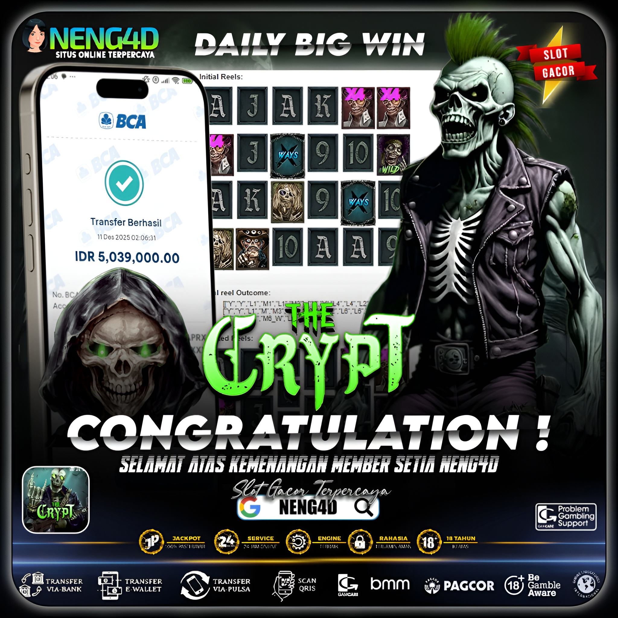 MEMBER SETIA NENG4D MENANG 5 JUTA DI THE CRYPT NOLIMIT CITY