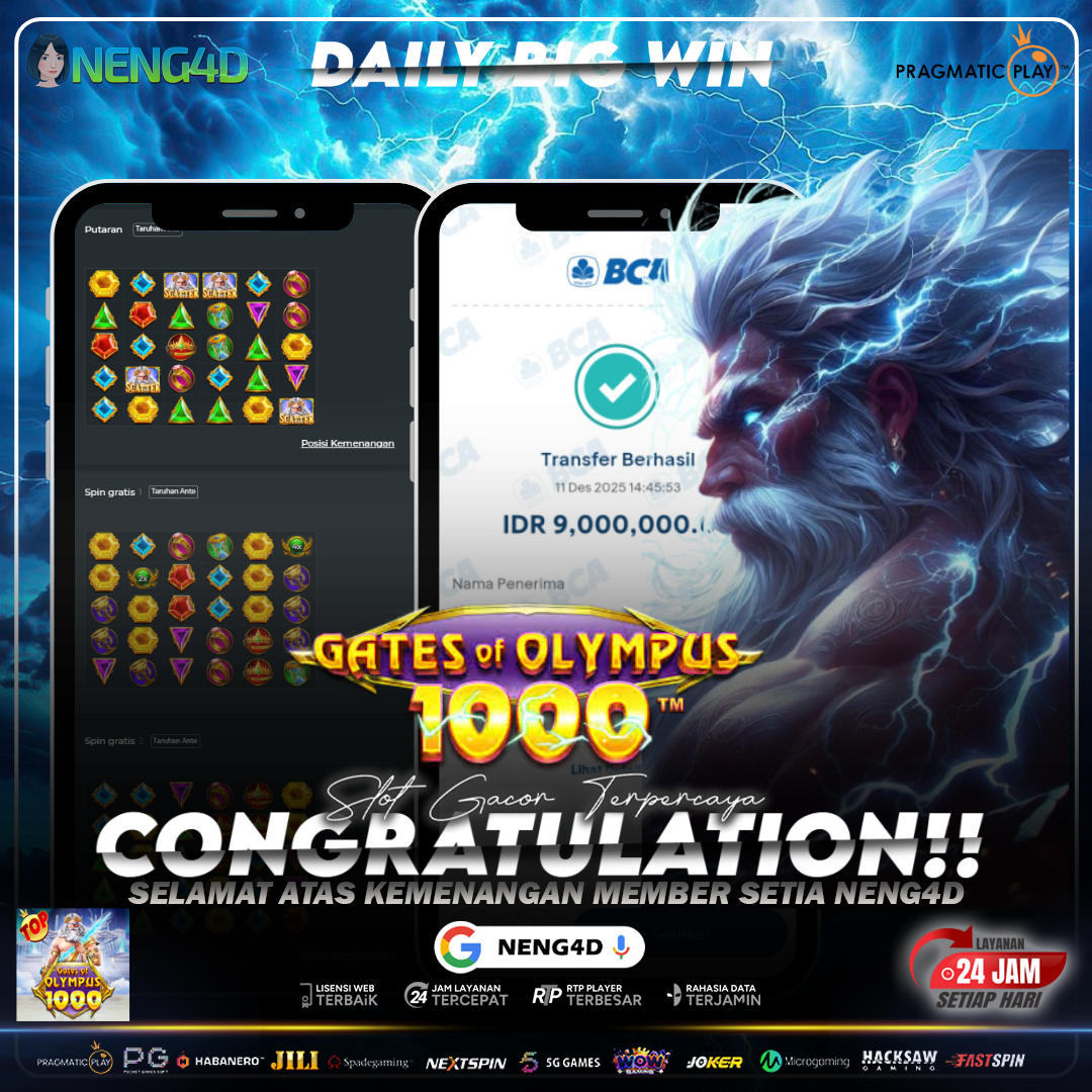MEMBER NENG4D MENANG 9 JUTA DI GATES OF OLYMPUS 1000