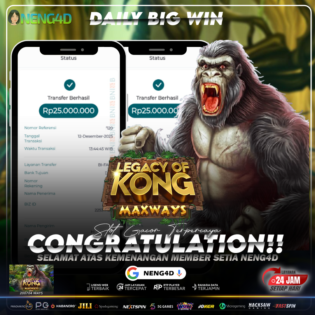 MEMBER SETIA NENG4D MENANG 50 JUTA DI LEGACY OF KONG MAXWAYS SPADEGAMING
