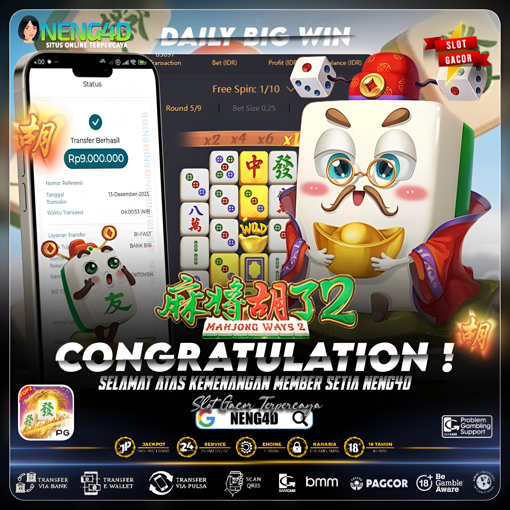 Kemenangan Heboh Member Setia NENG4D