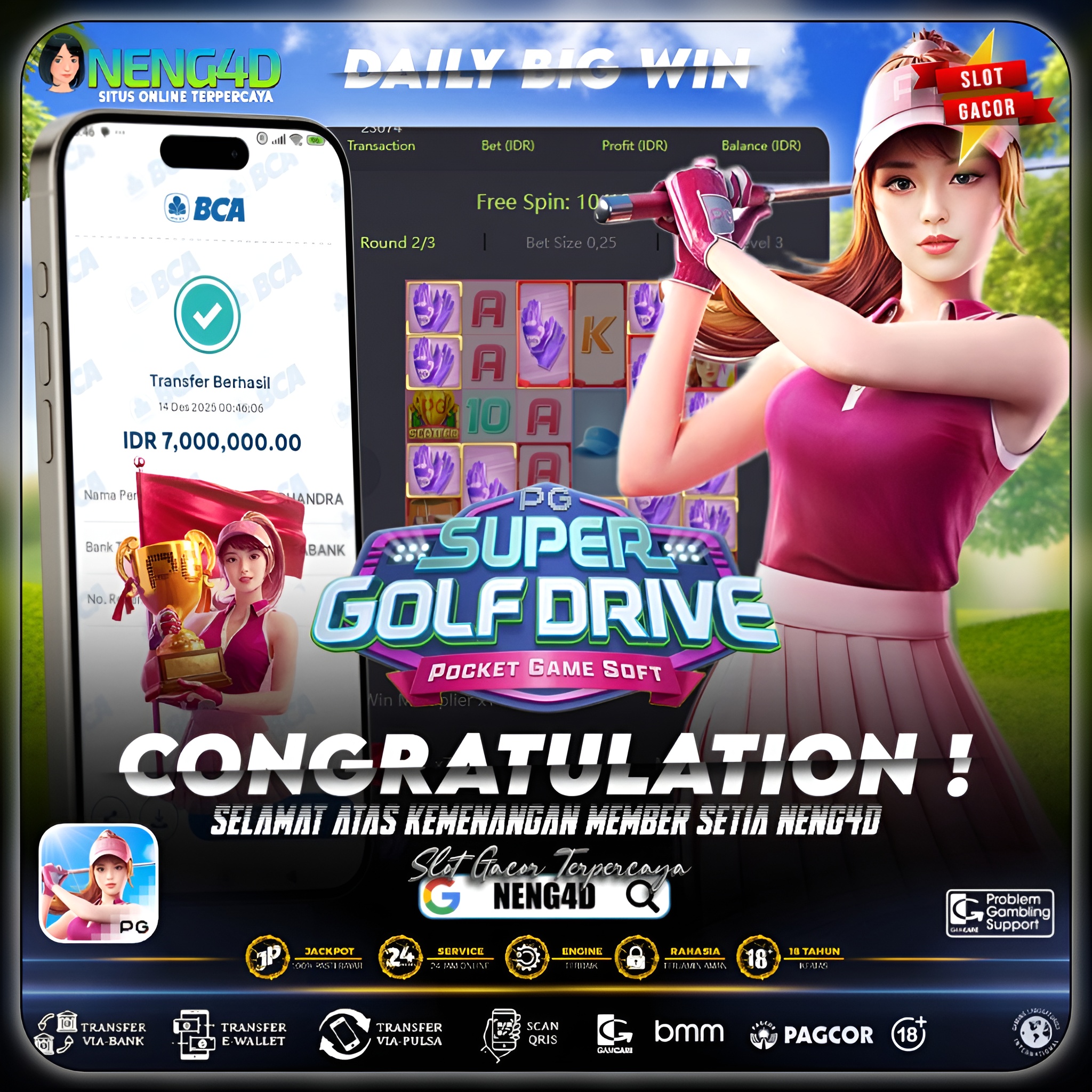 KEMENANGAN 7JT DI SUPER GOLF DRIVE PG SOFT!