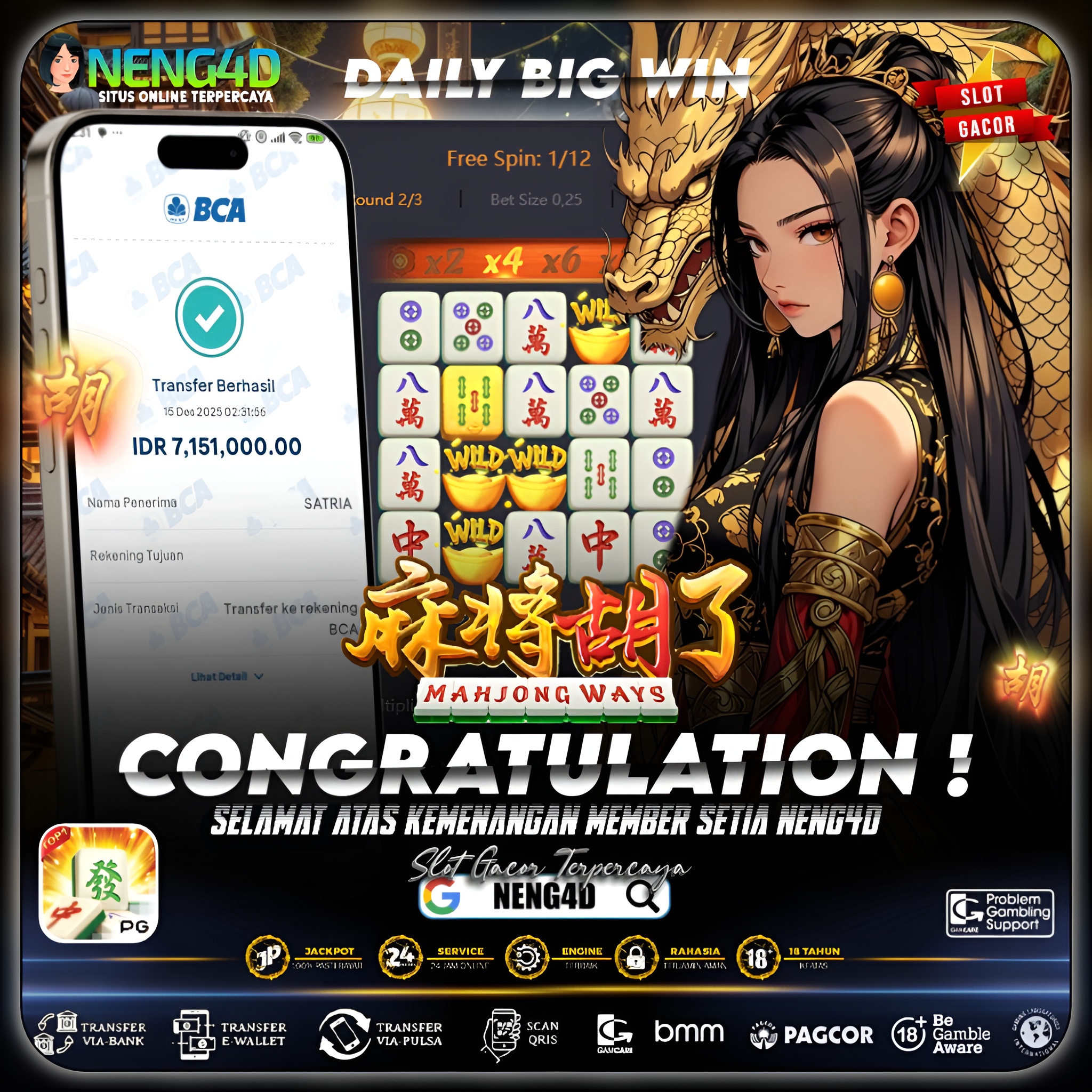 KEMENANGAN 7 JUTA DI MAHJONG WAYS PG SOFT