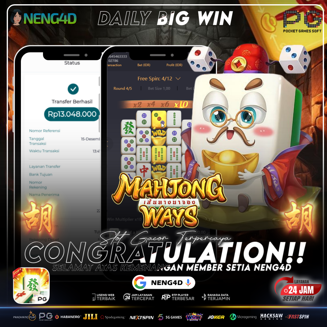 MEMBER NENG4D MENANG 12 JUTA DI MAHJONG WAYS 2