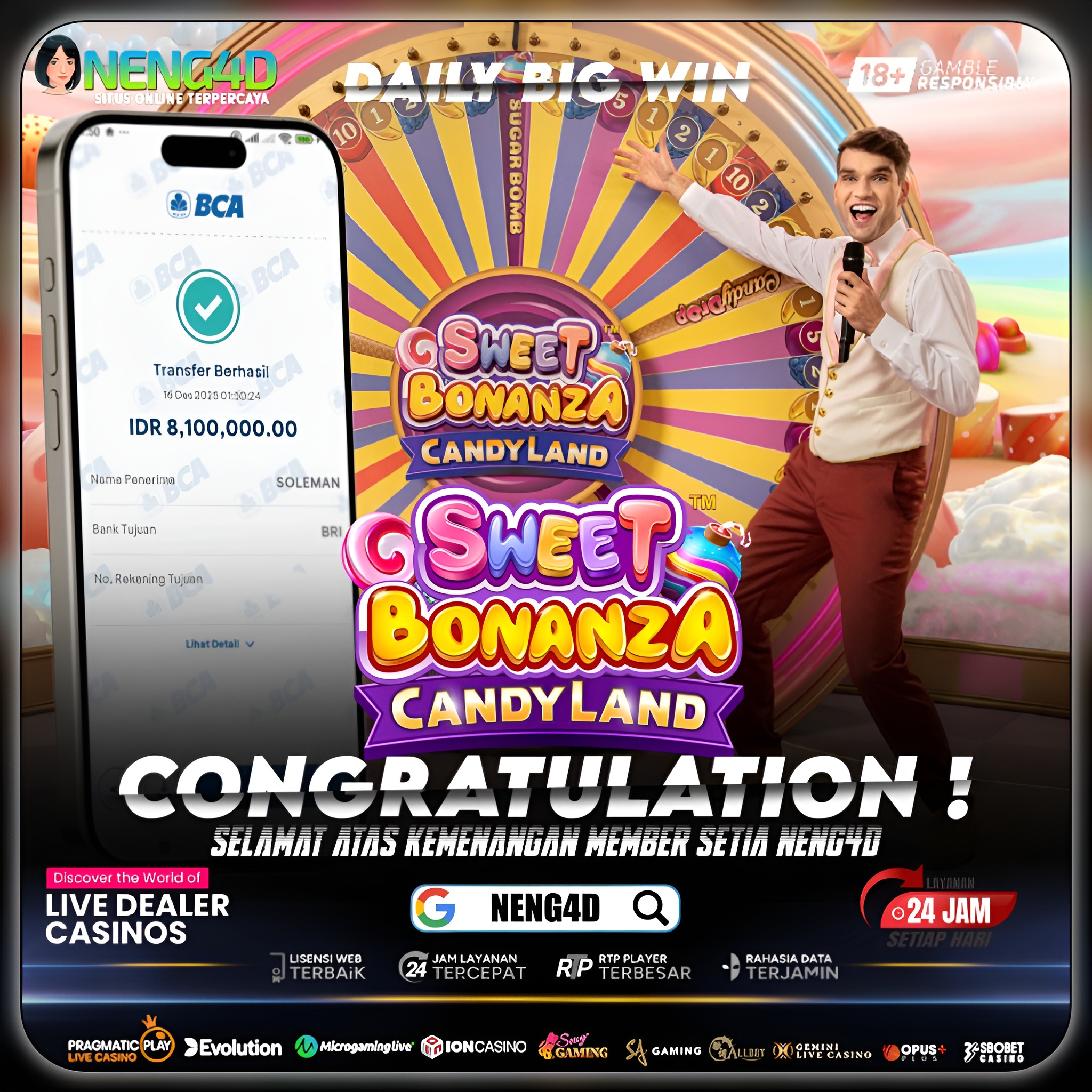 KEMENANGAN 8 JUTA DI LIVE GAMES SWEET BONANZA CANDYLAND PRAGMATIC PLAY
