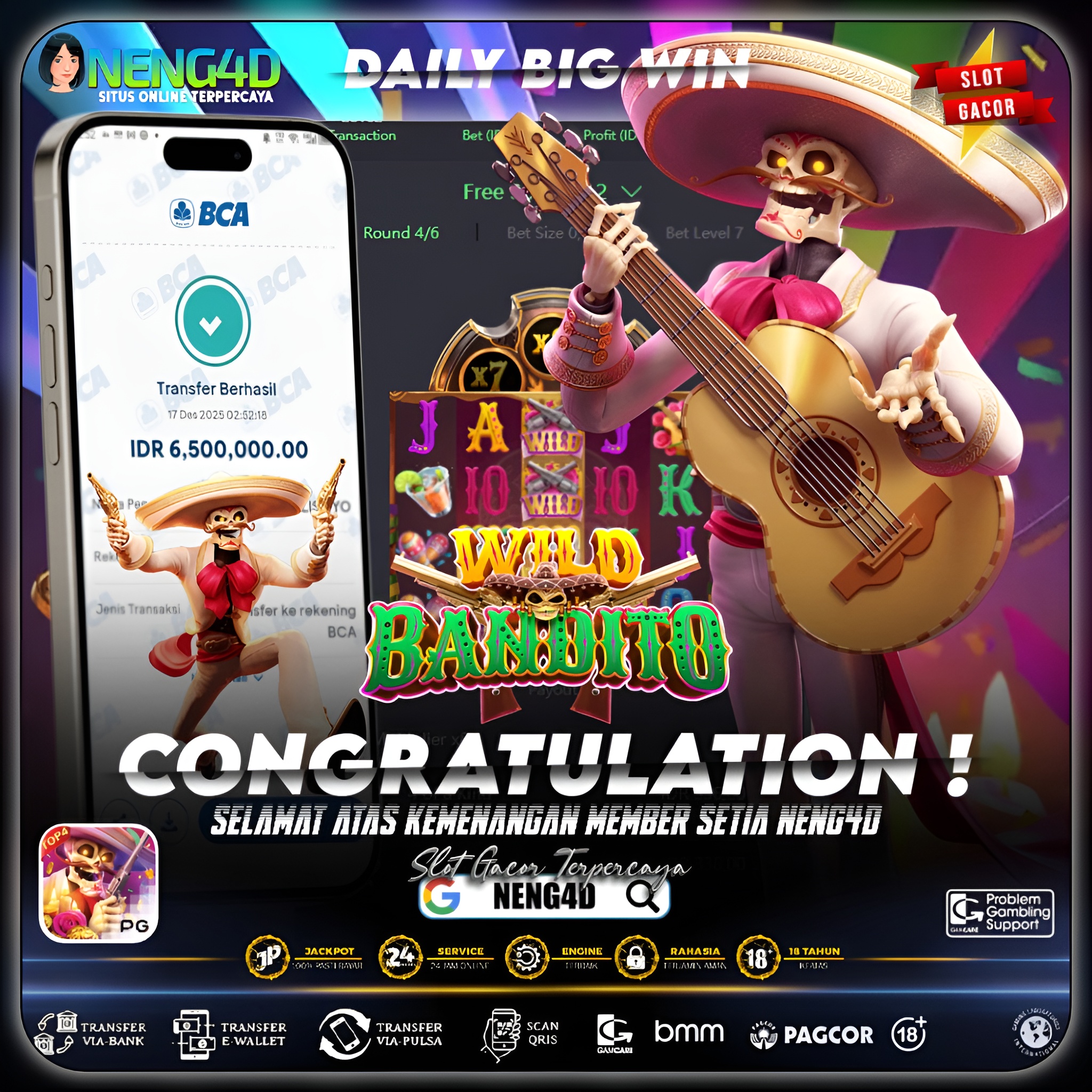 KEMENANGAN LIAR WILD BANDITO 6JT