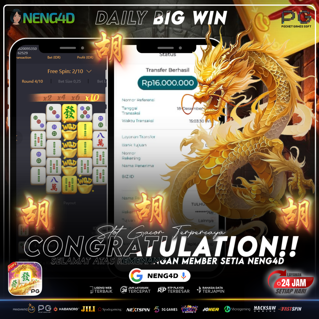 MEMBER NENG4D MENANG 16 JUTA DI MAHJONG WAYS 2 PG SOFT