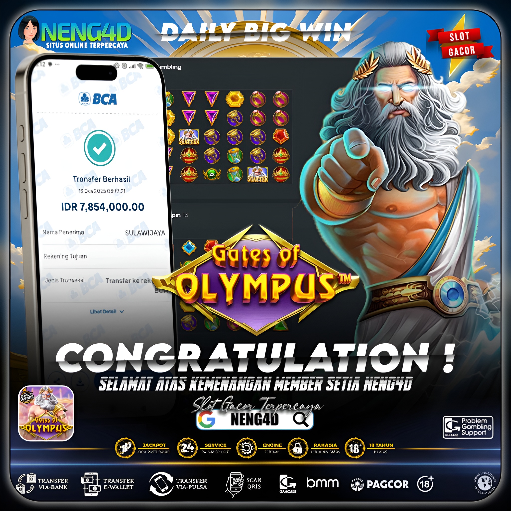 KEMENANGAN PETIR GATES OF OLYMPUS 7JT