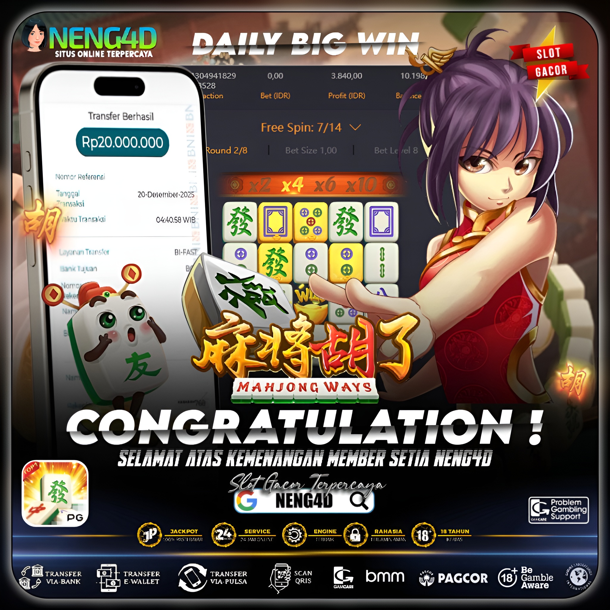 KEMENANGAN BESAR MAHJONG WAYS 20JT