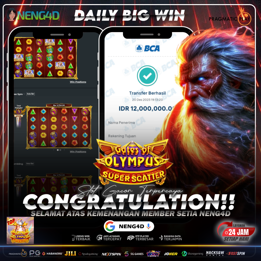 Kemenangan 12 Juta di Gates of Olympus Super Scatter