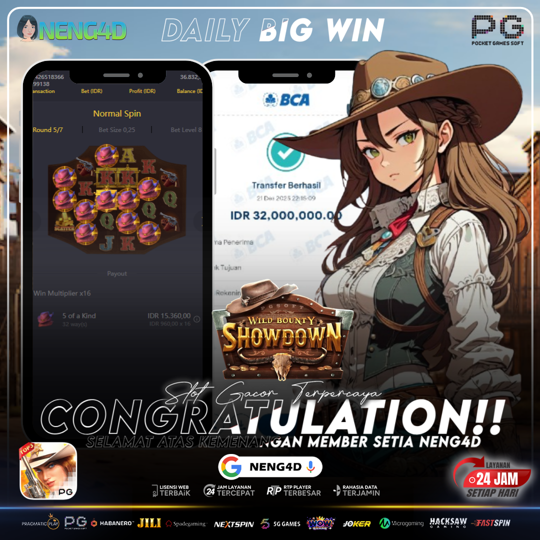 MENANG 32JT MAIN DI WILD BOUNTY SHOWDOWN PG SOFT