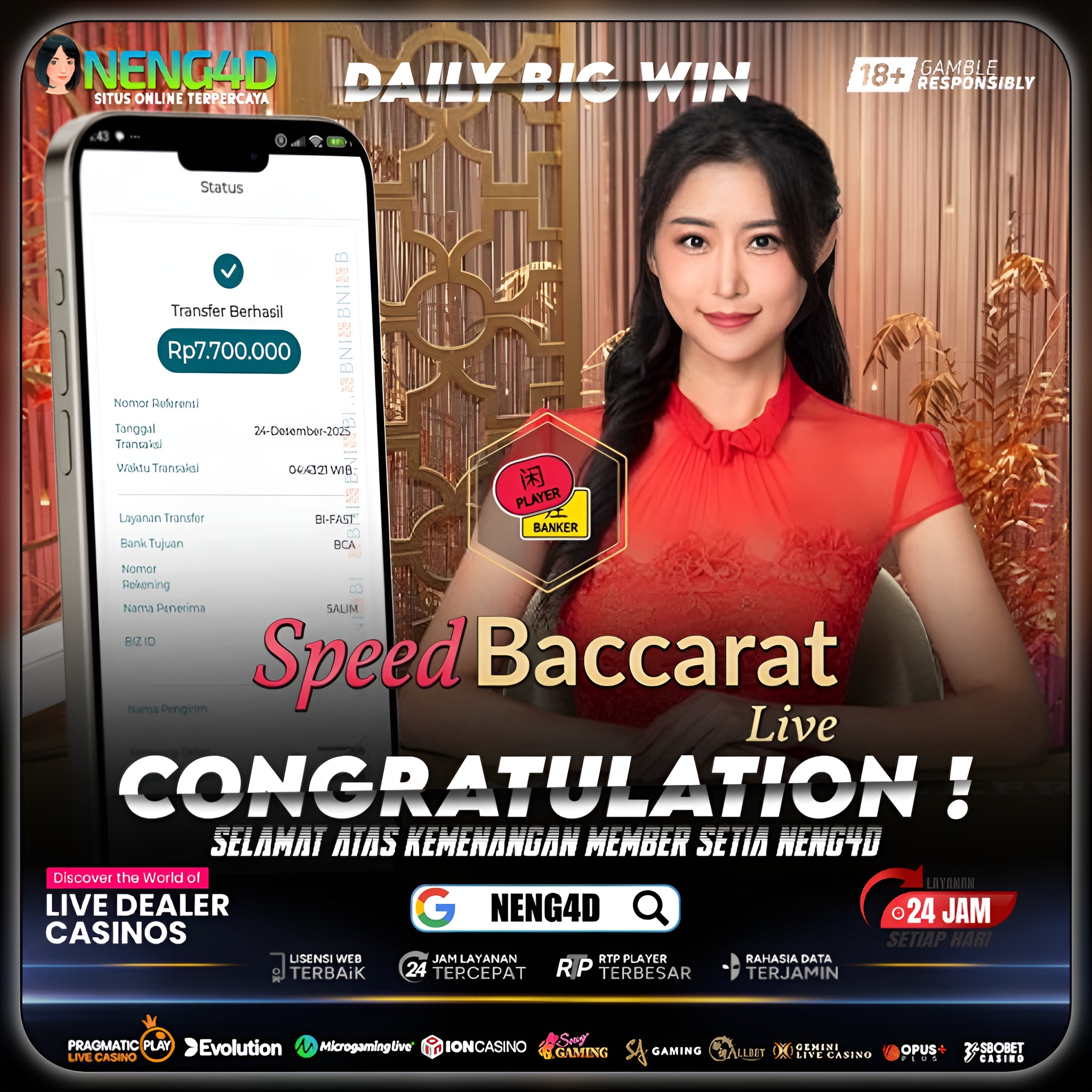 RITME CEPAT, MENANG 7 JUTA DI LIVE GAMES SPEED BACCARAT EVOLUTION