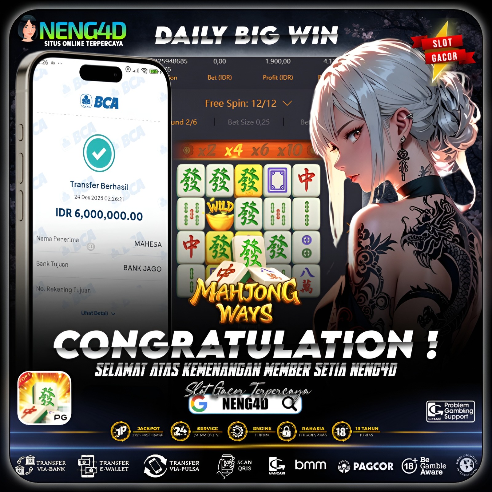 Kemenangan 6 Juta di Permainan Mahjong Ways Provider PG Soft