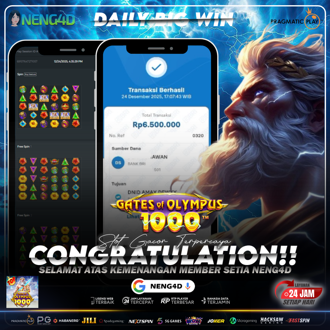 MEMBER NENG4D BORONG 6,5 JUTA DI GATES OF OLYMPUS 1000