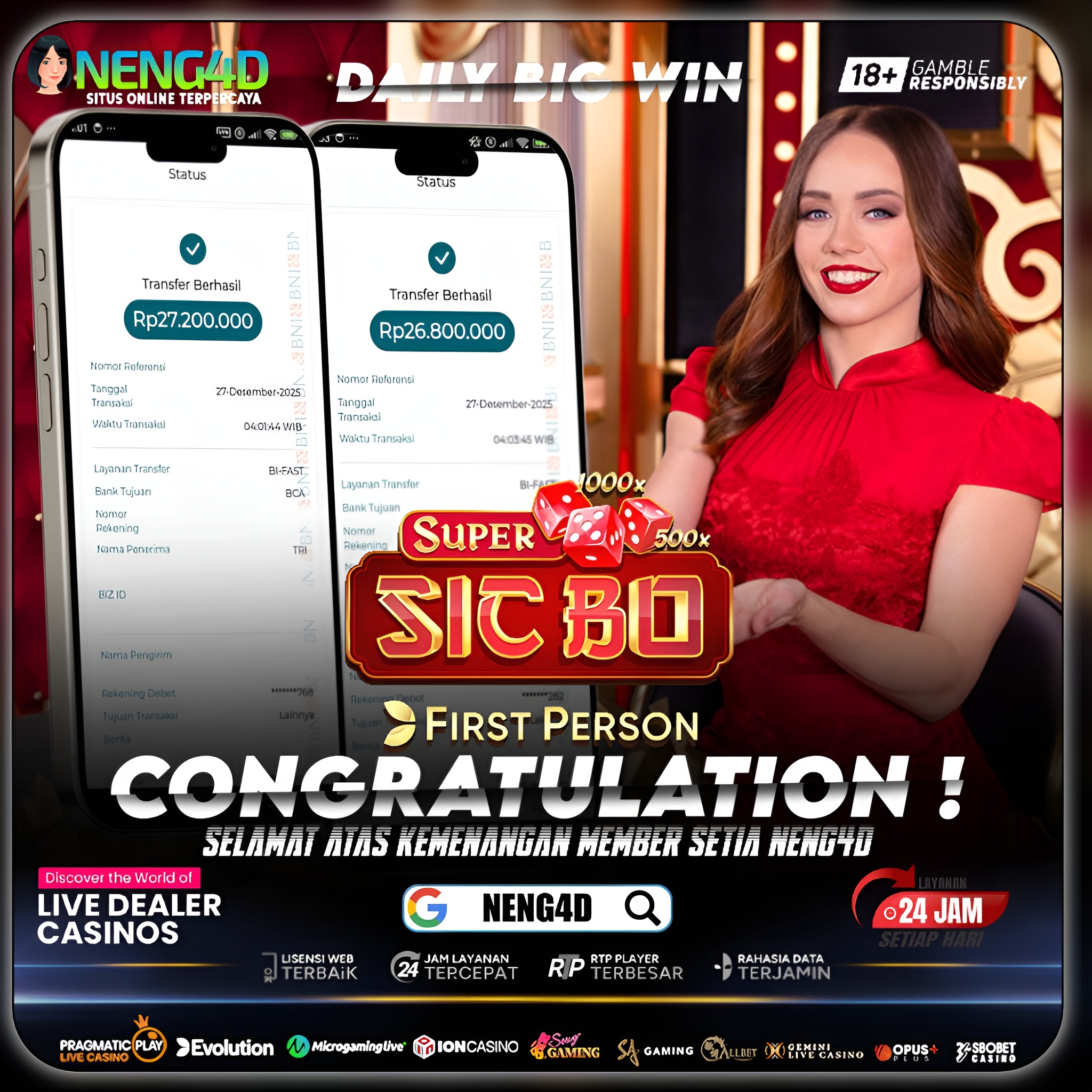 ANGKA JITU MELEDAK, MENANG 54 JUTA DI LIVE GAMES SUPER SIC BO EVOLUTION