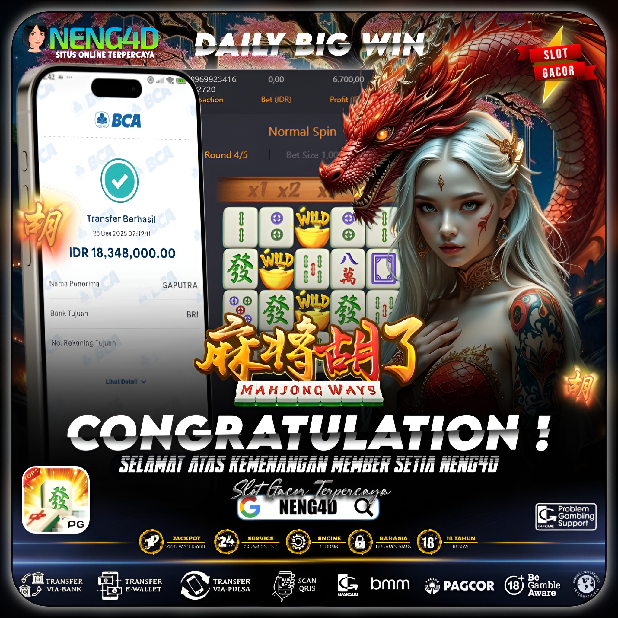 MAHJONG WAYS PANEN CUAN, MENANG 18 JUTA DI PG SOFT