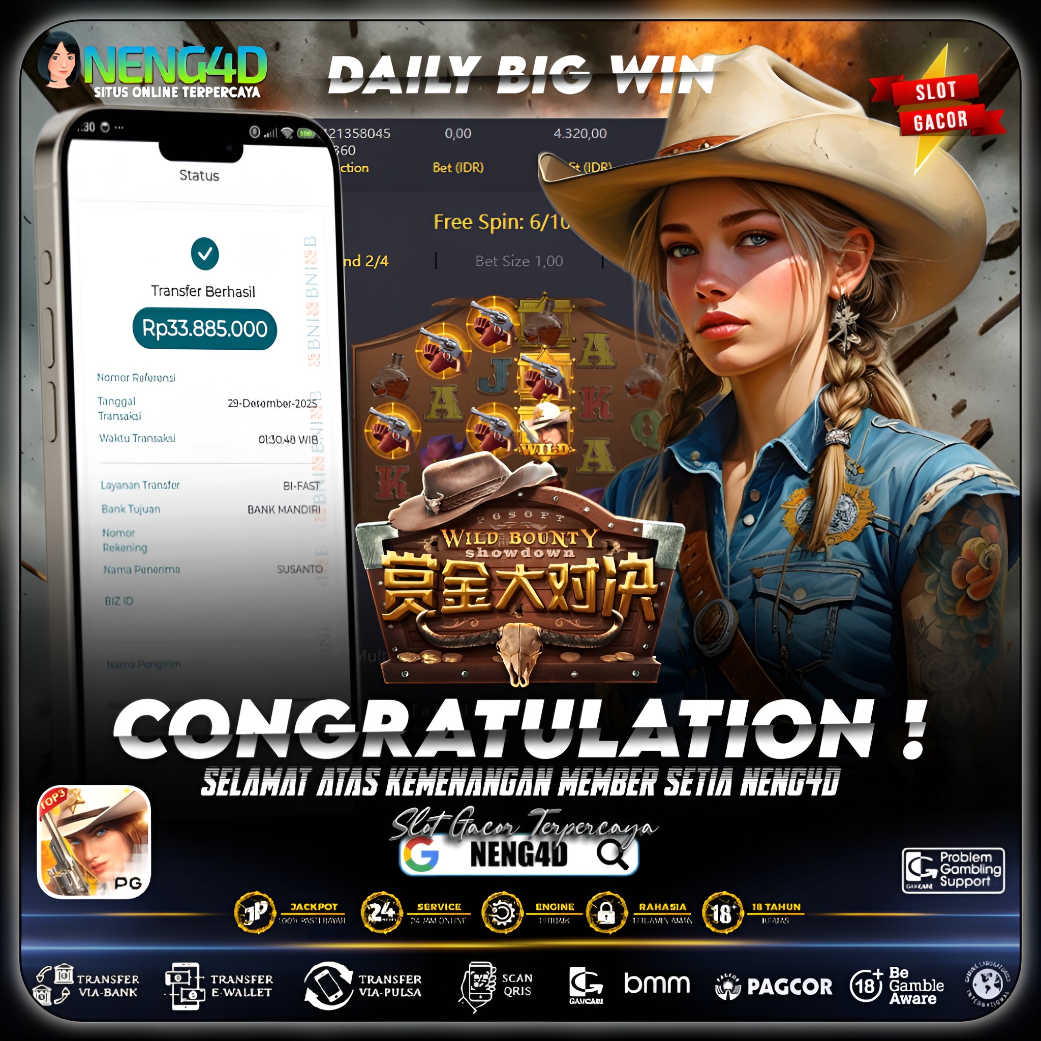 BURUAN BESAR TERKUNCI, MENANG 33 JUTA DI WILD BOUNTY SHOWDOWN PG SOFT