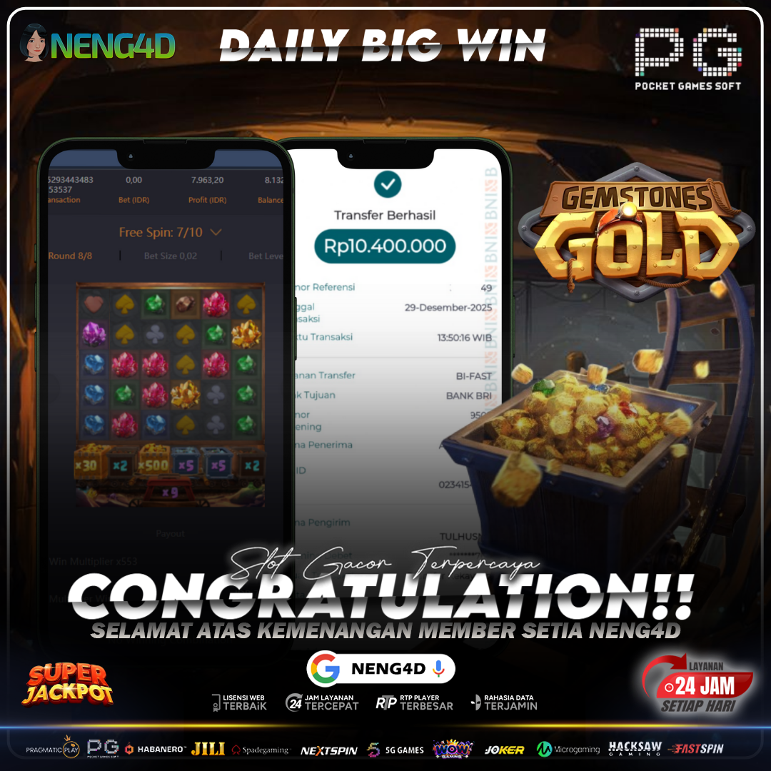 PECAH JOS GANDOS 10 JUTA MAIN DI GEMSTONES GOLD PG SOFT
