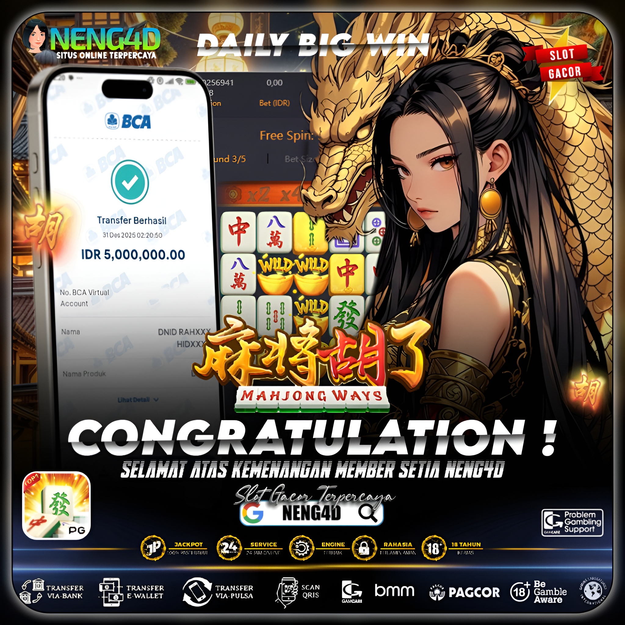MAHJONG WAYS STABIL, MENANG 5 JUTA DI PG SOFT