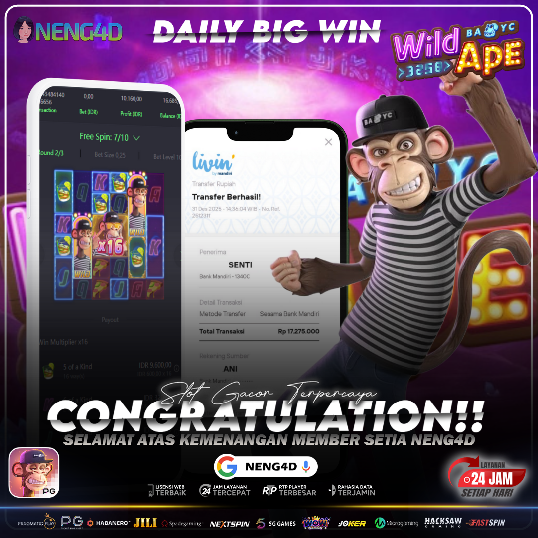 JP 17 JUTA DI WILD APE #3258 PG SOFT BARENG NENG4D