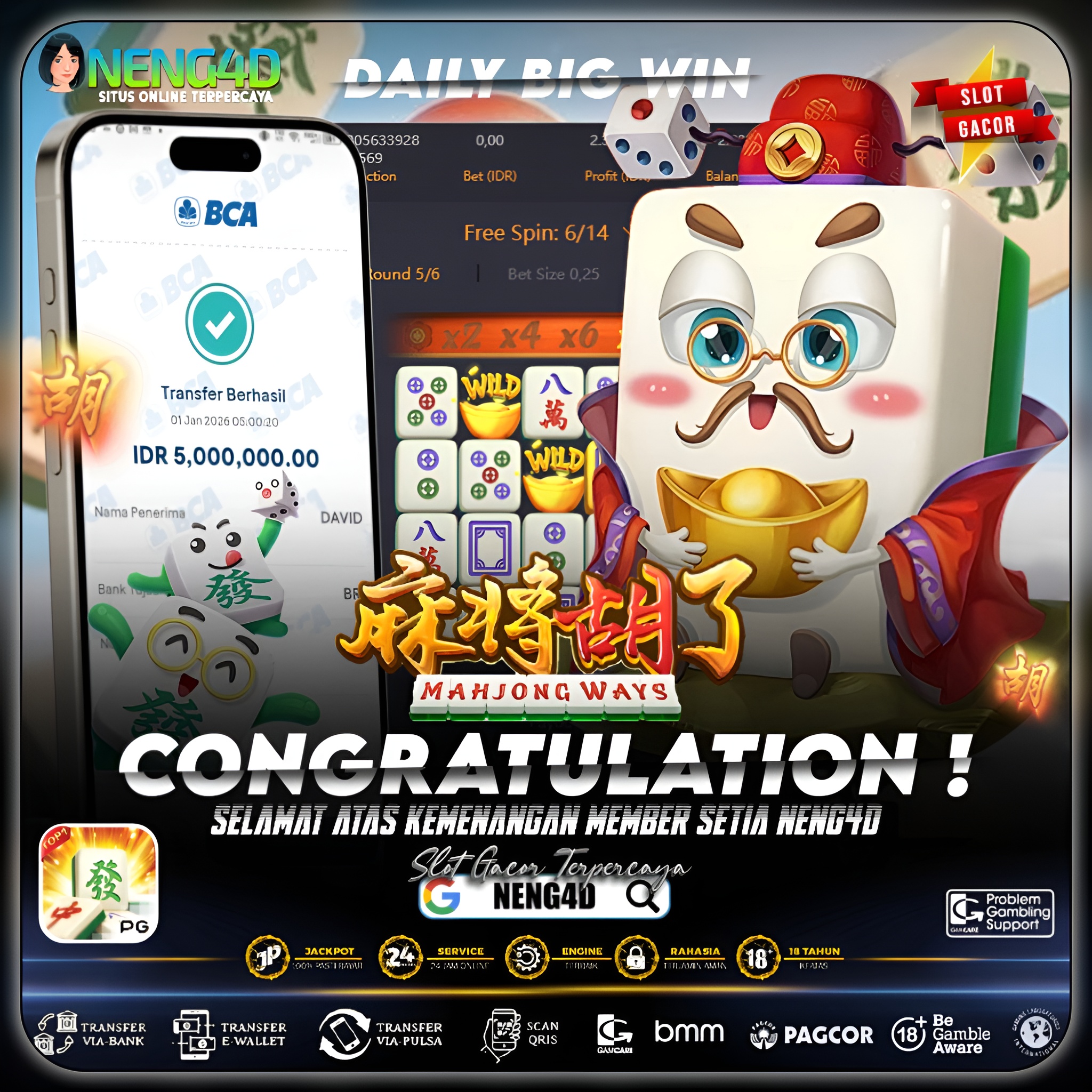 MAHJONG WAYS KEMBALI MEMBERI HASIL, MENANG 5 JUTA DI PG SOFT