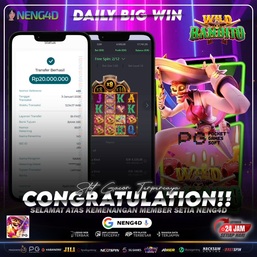 MEMBER NENG4D MENANG 20 JUTA DI WILD BANDITO