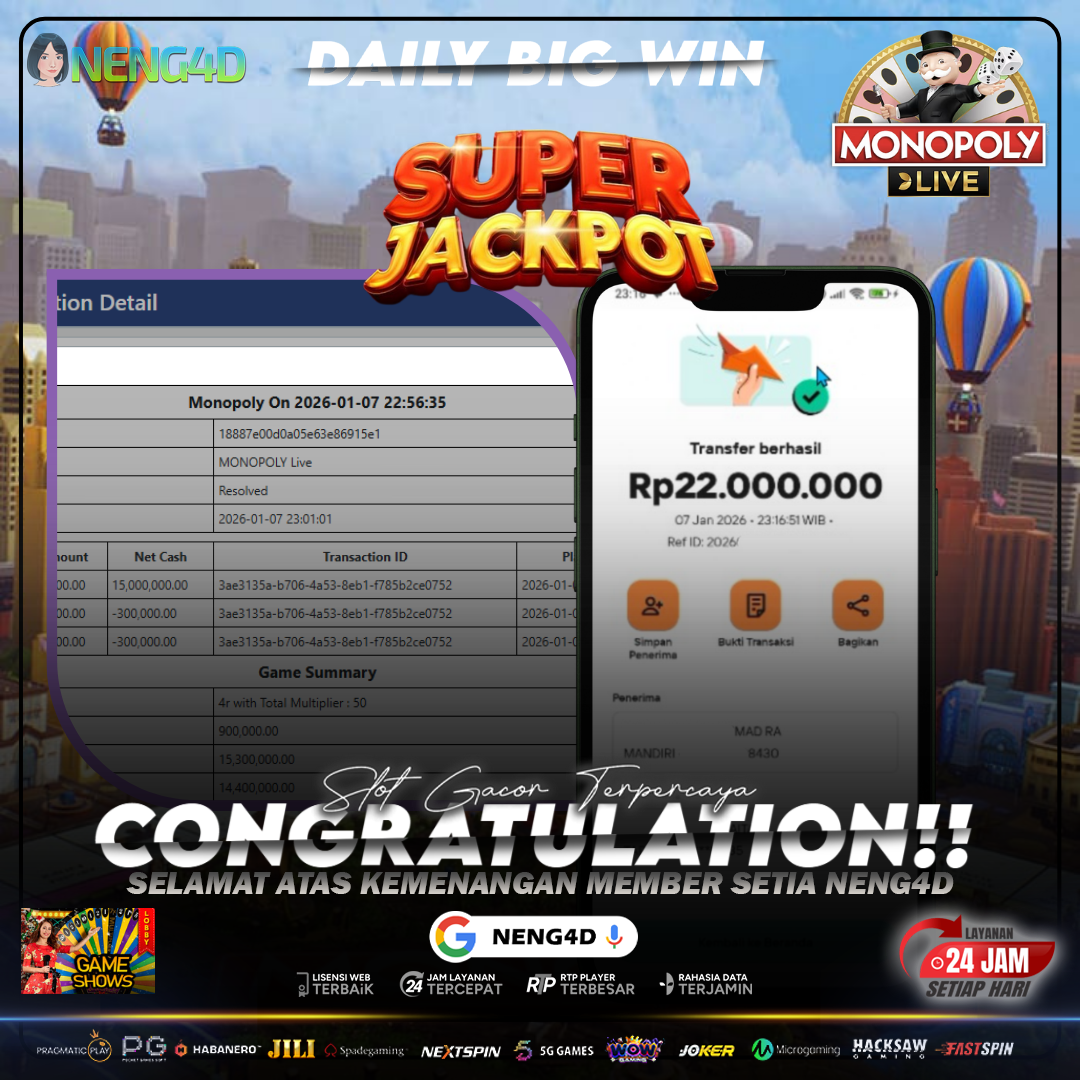 JACKPOT 22 JUTA BERSAMA NENG4D DI MONOPOLY LIVE EVOLUTION