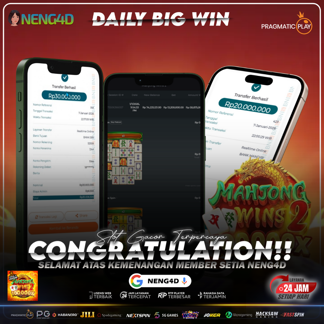 MEMBER SETIA NENG4D MENANG 50 JUTA DI MAHJONG WINS 2 PRAGMATIC PLAY